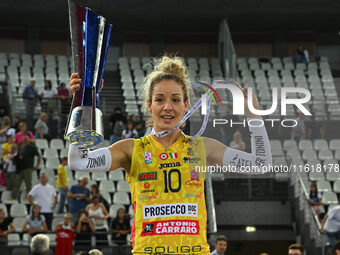 Monica De Gennaro of Prosecco Doc Imoco Conegliano during the Supercoppa Fineco Lega Volley Femminile between Prosecco Doc Imoco Conegliano...