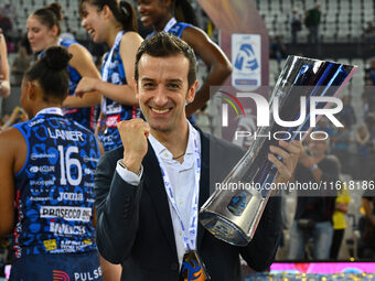 Daniele Santarelli, head coach of Prosecco Doc Imoco Conegliano, during the Supercoppa Fineco Lega Volley Femminile between Prosecco Doc Imo...