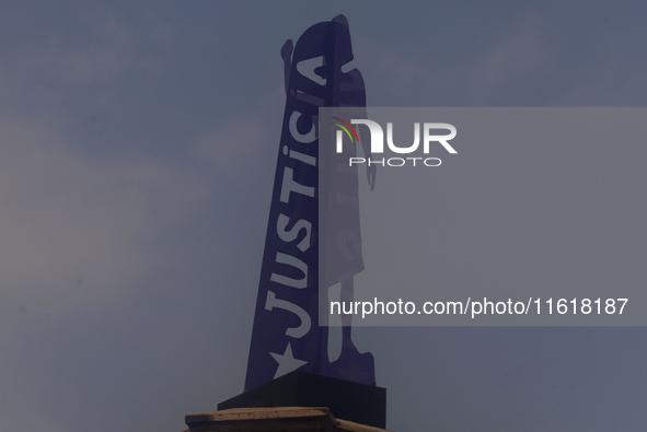 Various feminist groups march from the Glorieta de las Mujeres que Luchan to the Zocalo in Mexico City, Mexico, on September 28, 2024, on th...