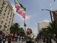 Various feminist collectives march in Mexico City, Mexico, on September 28, 2024, from various points to the capital's Zocalo to mark the Gl...