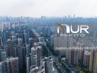 High-rise buildings are seen in downtown Chongqing in Chongqing, China, on September 28, 2024. (