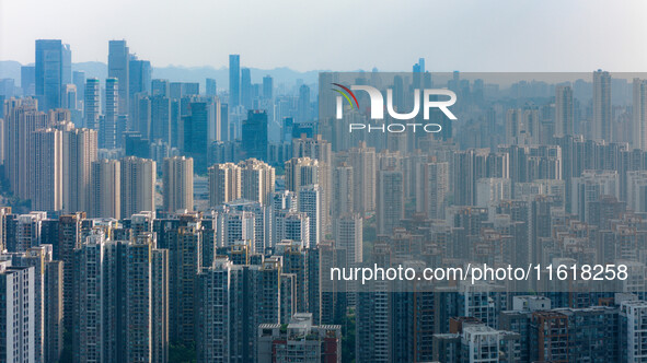 High-rise buildings are seen in downtown Chongqing in Chongqing, China, on September 28, 2024. 