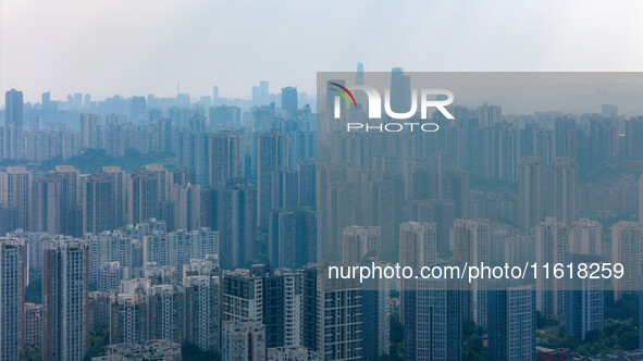 High-rise buildings are seen in downtown Chongqing in Chongqing, China, on September 28, 2024. 