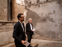 Poet Gabriele Tinti and director Abel Ferrara attend the ''Divine Echoes'' poems reading at Sant' Andrea De Scaphis in Rome, Italy, on Septe...