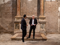 Poet Gabriele Tinti and director Abel Ferrara attend the ''Divine Echoes'' poems reading at Sant' Andrea De Scaphis in Rome, Italy, on Septe...