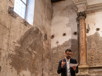 Poet Gabriele Tinti attends the ''Divine Echoes'' poems reading at Sant' Andrea De Scaphis in Rome, Italy, on September 28, 2024. (