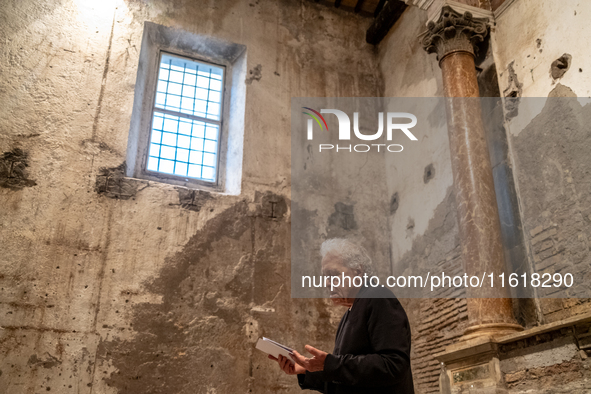 Director Abel Ferrara attends the ''Divine Echoes'' poems reading at Sant' Andrea De Scaphis in Rome, Italy, on September 28, 2024. 