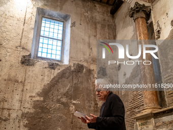 Director Abel Ferrara attends the ''Divine Echoes'' poems reading at Sant' Andrea De Scaphis in Rome, Italy, on September 28, 2024. (