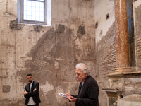 Poet Gabriele Tinti and director Abel Ferrara attend the ''Divine Echoes'' poems reading at Sant' Andrea De Scaphis in Rome, Italy, on Septe...