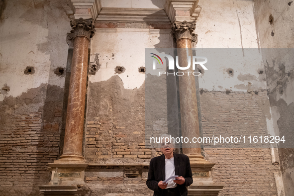 Director Abel Ferrara attends the ''Divine Echoes'' poems reading at Sant' Andrea De Scaphis in Rome, Italy, on September 28, 2024. 