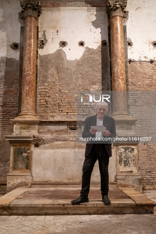 Director Abel Ferrara attends the ''Divine Echoes'' poems reading at Sant' Andrea De Scaphis in Rome, Italy, on September 28, 2024. 