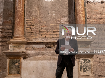 Director Abel Ferrara attends the ''Divine Echoes'' poems reading at Sant' Andrea De Scaphis in Rome, Italy, on September 28, 2024. (