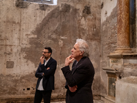 Poet Gabriele Tinti and director Abel Ferrara attend the ''Divine Echoes'' poems reading at Sant' Andrea De Scaphis in Rome, Italy, on Septe...