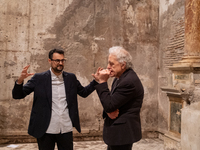 Poet Gabriele Tinti and director Abel Ferrara attend the ''Divine Echoes'' poems reading at Sant' Andrea De Scaphis in Rome, Italy, on Septe...