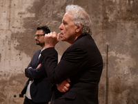 Poet Gabriele Tinti and director Abel Ferrara attend the ''Divine Echoes'' poems reading at Sant' Andrea De Scaphis in Rome, Italy, on Septe...