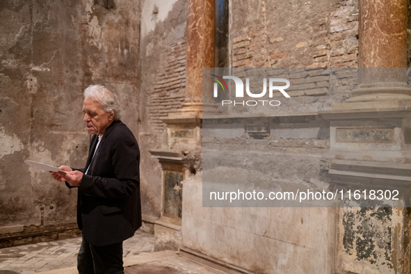 Director Abel Ferrara attends the ''Divine Echoes'' poems reading at Sant' Andrea De Scaphis in Rome, Italy, on September 28, 2024. 