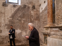 Poet Gabriele Tinti and director Abel Ferrara attend the ''Divine Echoes'' poems reading at Sant' Andrea De Scaphis in Rome, Italy, on Septe...