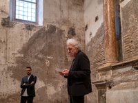 Poet Gabriele Tinti and director Abel Ferrara attend the ''Divine Echoes'' poems reading at Sant' Andrea De Scaphis in Rome, Italy, on Septe...