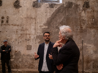 Poet Gabriele Tinti and director Abel Ferrara attend the ''Divine Echoes'' poems reading at Sant' Andrea De Scaphis in Rome, Italy, on Septe...