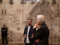 Poet Gabriele Tinti and director Abel Ferrara attend the ''Divine Echoes'' poems reading at Sant' Andrea De Scaphis in Rome, Italy, on Septe...