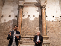 Poet Gabriele Tinti and director Abel Ferrara attend the ''Divine Echoes'' poems reading at Sant' Andrea De Scaphis in Rome, Italy, on Septe...