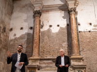 Poet Gabriele Tinti and director Abel Ferrara attend the ''Divine Echoes'' poems reading at Sant' Andrea De Scaphis in Rome, Italy, on Septe...