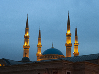 Mohammad Al-Amin Mosque architectural photography taken in Beirut, Lebanon, in January 2010. The Blue Mosque is a Sunni Muslim mosque locate...