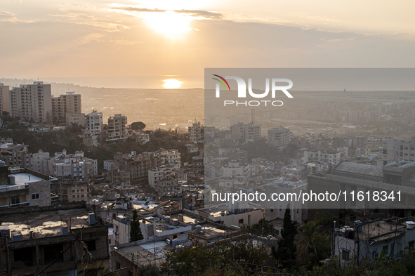 A photo taken before landing in Beirut airport, Lebanon, on January 2010, shows the heart of Beirut towards the east and north and the Mount...