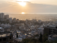 A photo taken before landing in Beirut airport, Lebanon, on January 2010, shows the heart of Beirut towards the east and north and the Mount...