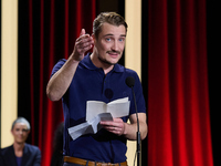 In San Sebastian, Spain, on September 28, 2024, actor Pierre Lottin receives the Silver Shell for Best Supporting Performance during the 72n...