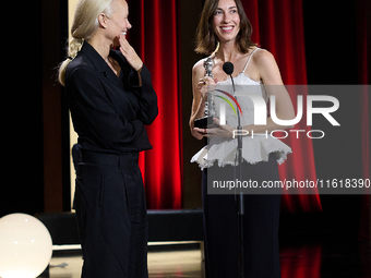 The film The Last Show Girl with its director Gia Coppola and actress Pamela Anderson receives the special jury prize during the 72nd editio...