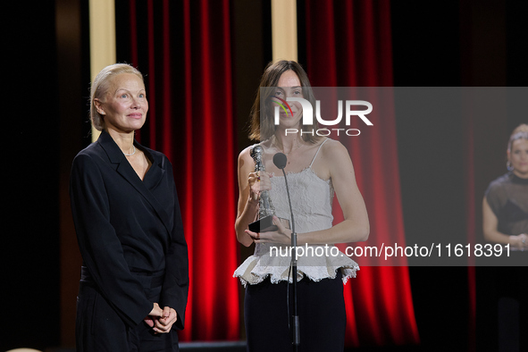 The film The Last Show Girl with its director Gia Coppola and actress Pamela Anderson receives the special jury prize during the 72nd editio...