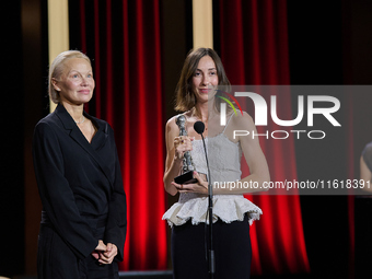 The film The Last Show Girl with its director Gia Coppola and actress Pamela Anderson receives the special jury prize during the 72nd editio...