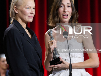 The film The Last Show Girl with its director Gia Coppola and actress Pamela Anderson receives the special jury prize during the 72nd editio...