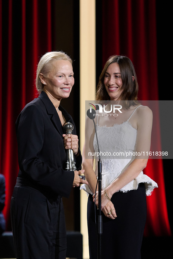 The film The Last Show Girl with its director Gia Coppola and actress Pamela Anderson receives the special jury prize during the 72nd editio...