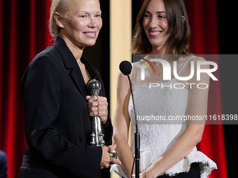 The film The Last Show Girl with its director Gia Coppola and actress Pamela Anderson receives the special jury prize during the 72nd editio...