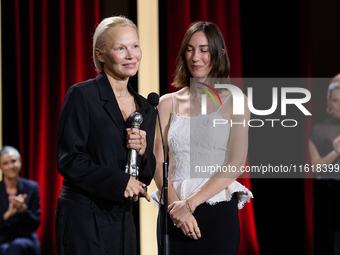 The film The Last Show Girl with its director Gia Coppola and actress Pamela Anderson receives the special jury prize during the 72nd editio...