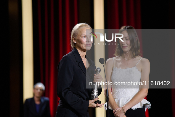 The film The Last Show Girl with its director Gia Coppola and actress Pamela Anderson receives the special jury prize during the 72nd editio...