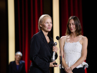 The film The Last Show Girl with its director Gia Coppola and actress Pamela Anderson receives the special jury prize during the 72nd editio...