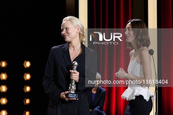 The film The Last Show Girl with its director Gia Coppola and actress Pamela Anderson receives the special jury prize during the 72nd editio...