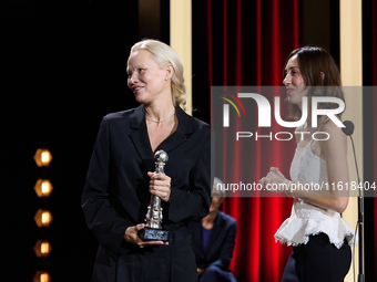 The film The Last Show Girl with its director Gia Coppola and actress Pamela Anderson receives the special jury prize during the 72nd editio...