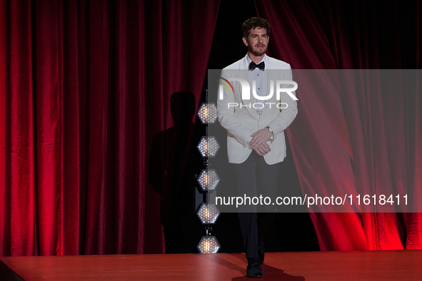 Andrew Garfield and John Crowey present the film We Live in Time during the 72nd edition of the San Sebastian International Film Festival in...