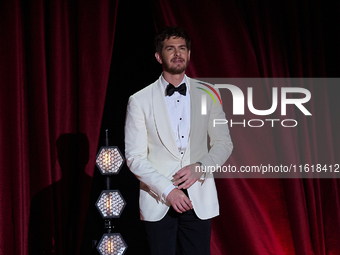 Andrew Garfield and John Crowey present the film We Live in Time during the 72nd edition of the San Sebastian International Film Festival in...