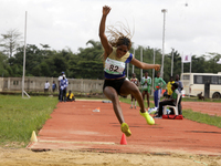 Agnes Adwoa Adjei of the University of Ghana, a silver medallist in the female long jump, competes during the final at the 11th All Africa U...