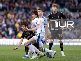 Tatsuhiro Sakamoto (Coventry City) battles with Ao Tanaka (Leeds United) in the Sky Bet Championship match between Leeds United and Coventry...