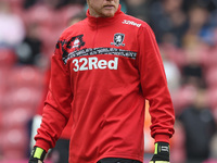 Tom Glover of Middlesbrough warms up during the Sky Bet Championship match between Middlesbrough and Stoke City at the Riverside Stadium in...