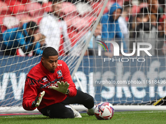 Seny Dieng warms up during the Sky Bet Championship match between Middlesbrough and Stoke City at the Riverside Stadium in Middlesbrough, En...