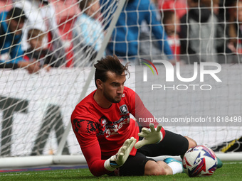 Sol Brynn warms up during the Sky Bet Championship match between Middlesbrough and Stoke City at the Riverside Stadium in Middlesbrough, Eng...