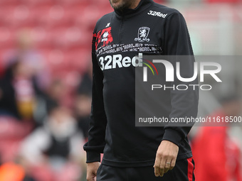 Middlesbrough 1st team coach Jonathan Woodgate during the Sky Bet Championship match between Middlesbrough and Stoke City at the Riverside S...