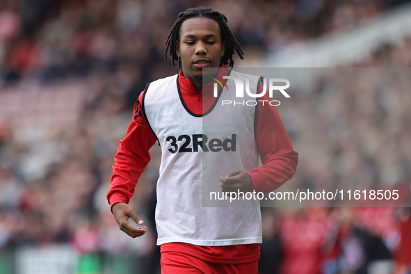 Micah Hamilton warms up during the Sky Bet Championship match between Middlesbrough and Stoke City at the Riverside Stadium in Middlesbrough...